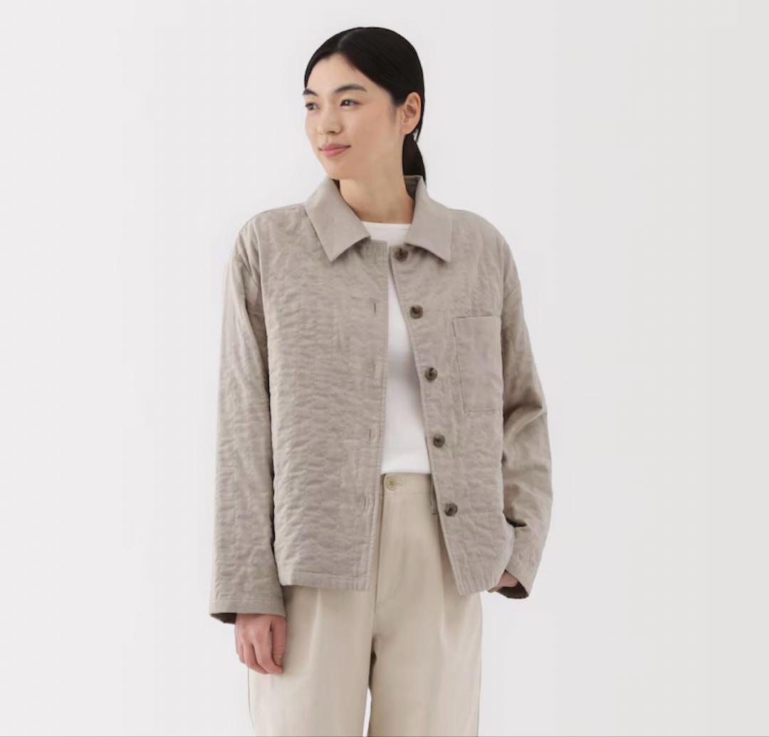 MUJI 婦人　カポック混　二重ガーゼ　キルトジャケット