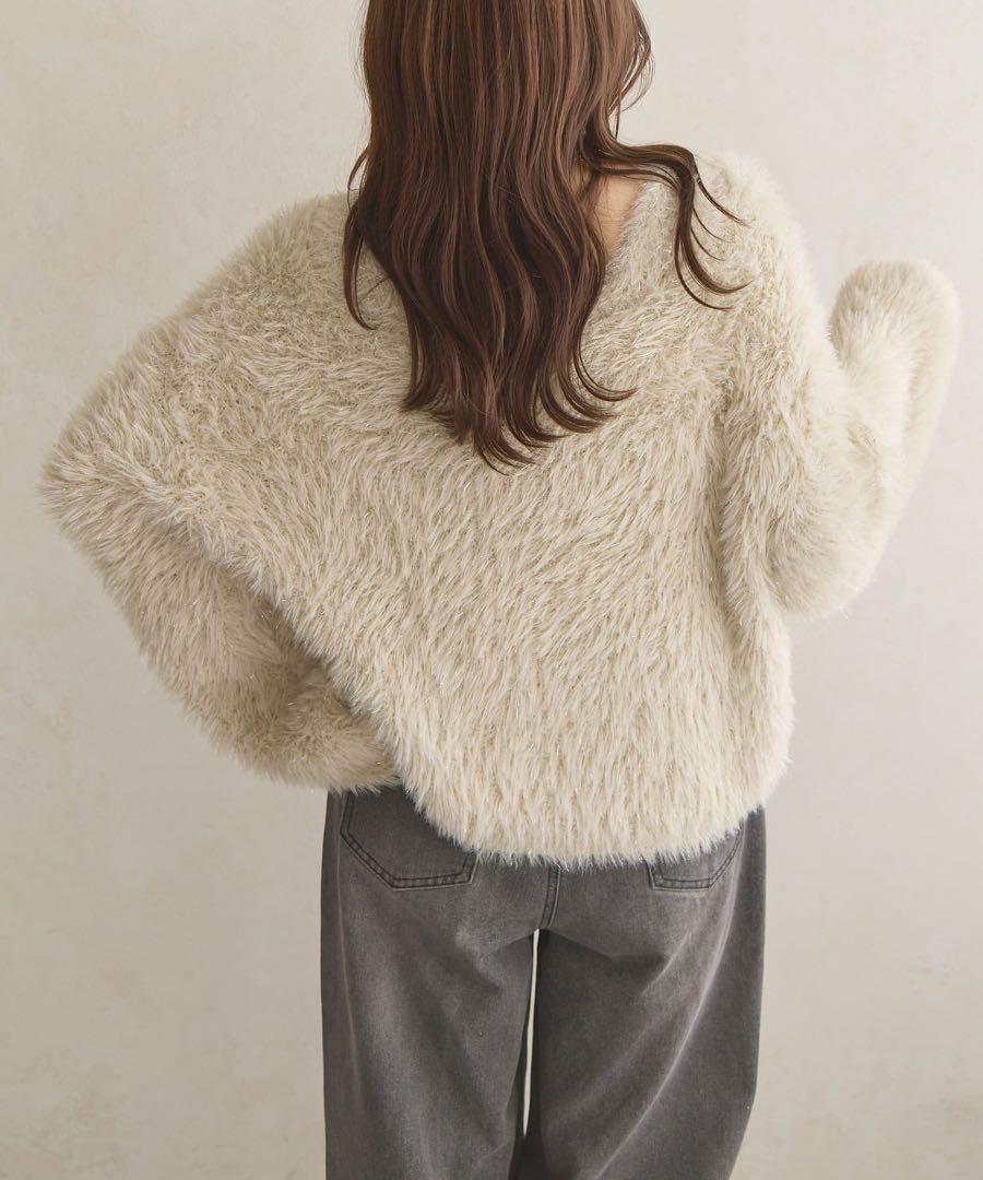 Thevon【Mayu企画】ラメシャギーカーディガンセット ニットベスト