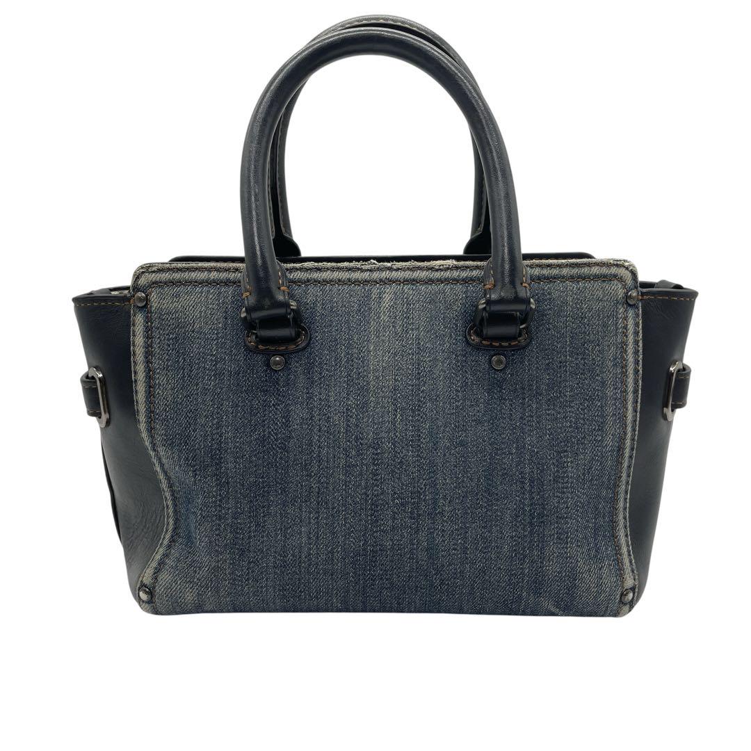極美品】COACH 花柄裏地付き デニム×本革 2WAYバッグ 希少