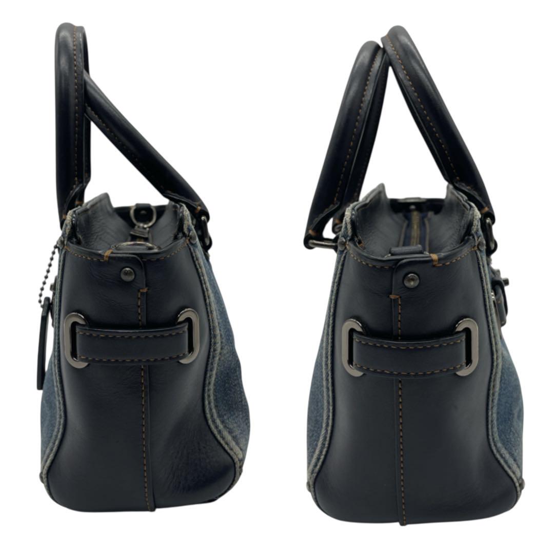 極美品】COACH 花柄裏地付き デニム×本革 2WAYバッグ 希少