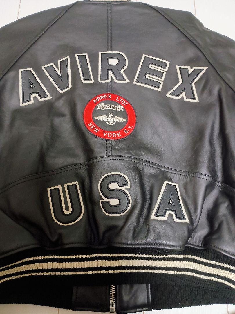 【美品】アヴィレックス AVIREX アーチロゴ レザージャケットスタジャン M