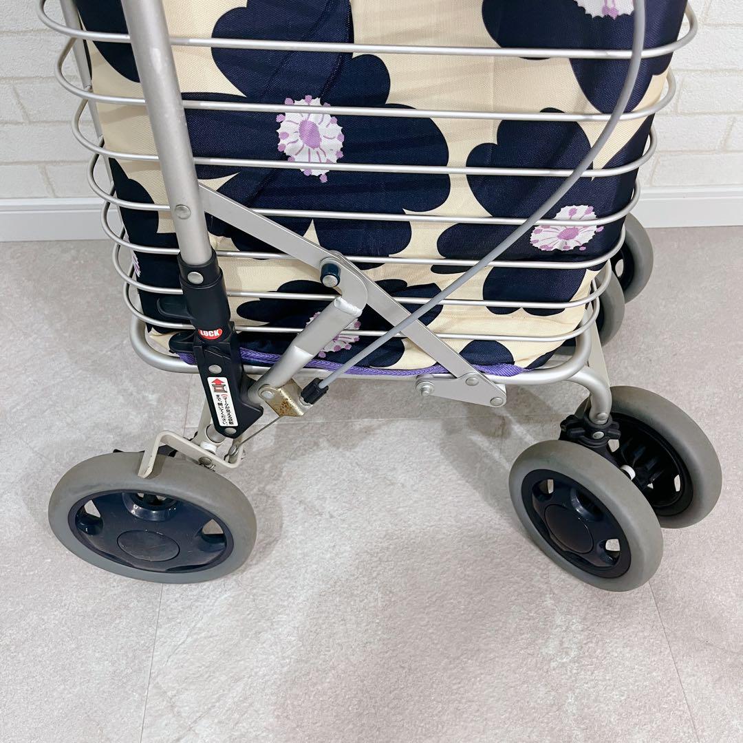 ユーバ産業 アルミワイヤーカート ショッピングカート シルバーカー　花柄