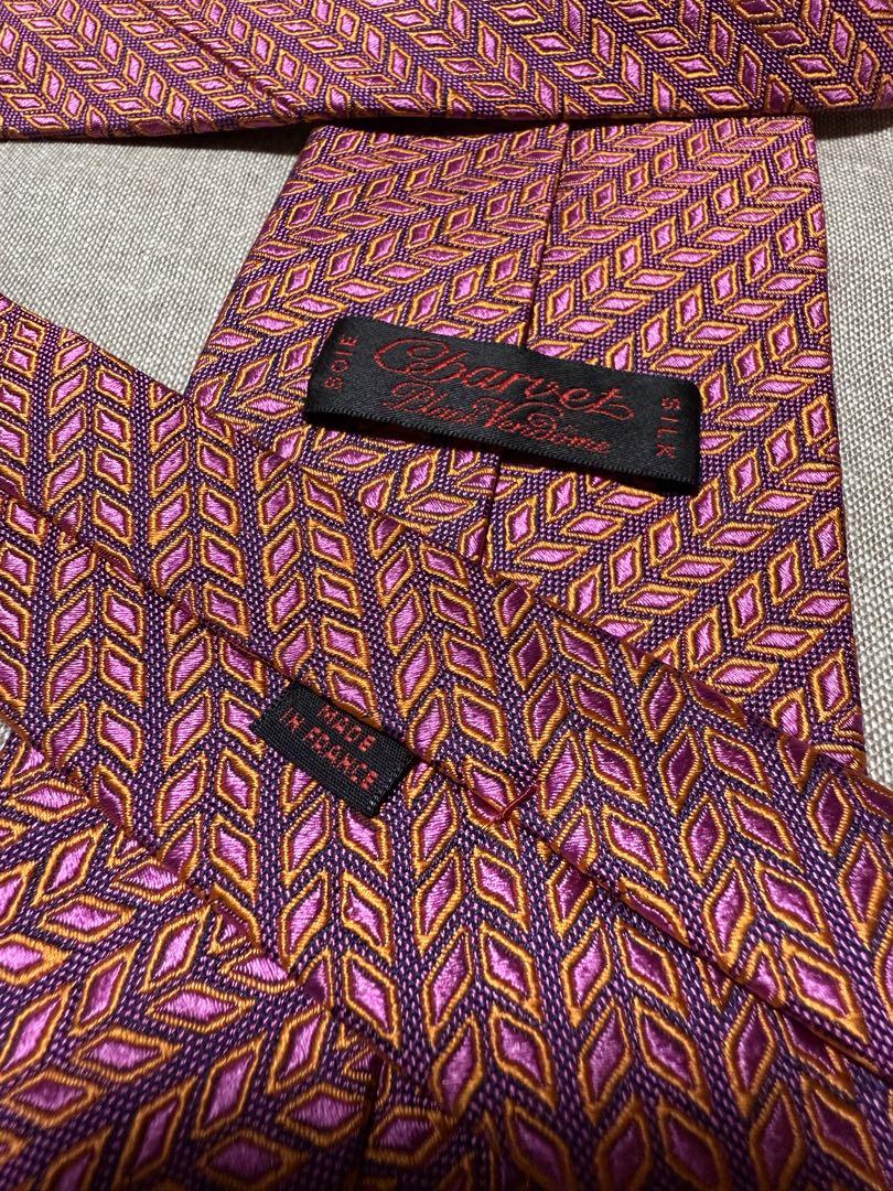 【美品】Charvet／シャルべ／ジャガードタイ／レジメンタル／フランス製