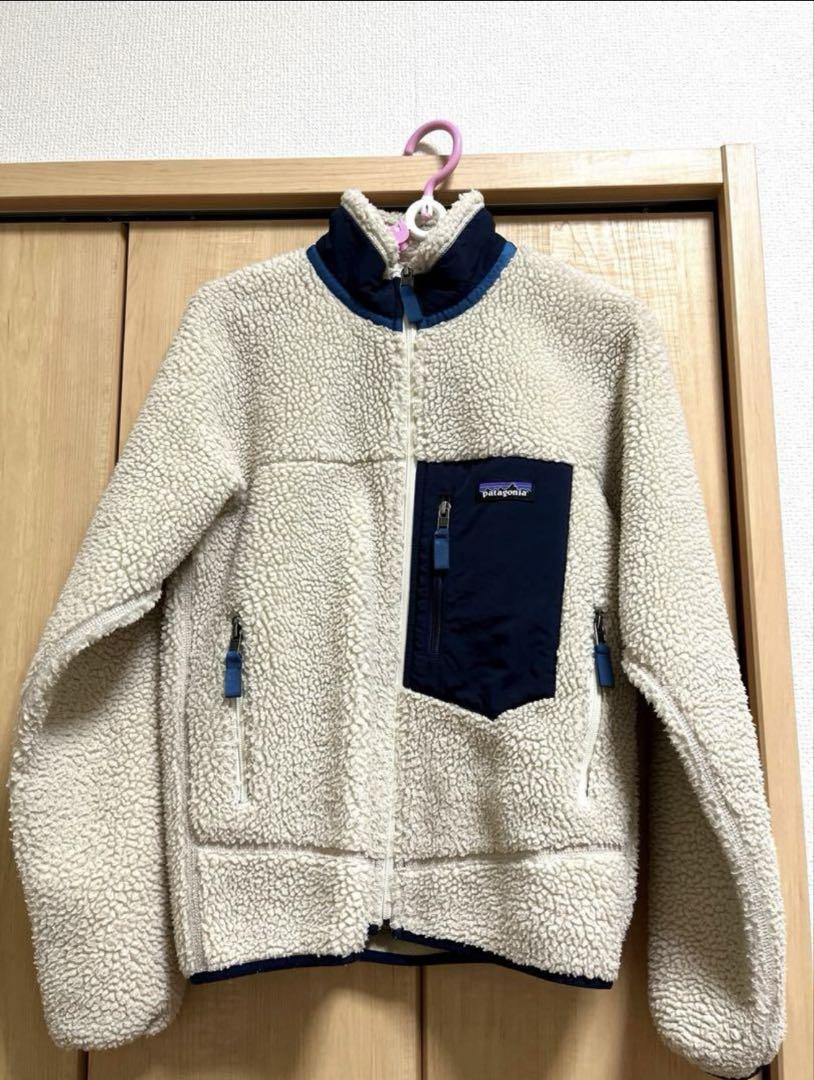 Patagonia フリースジャケット XXS ベージュ/ネイビー