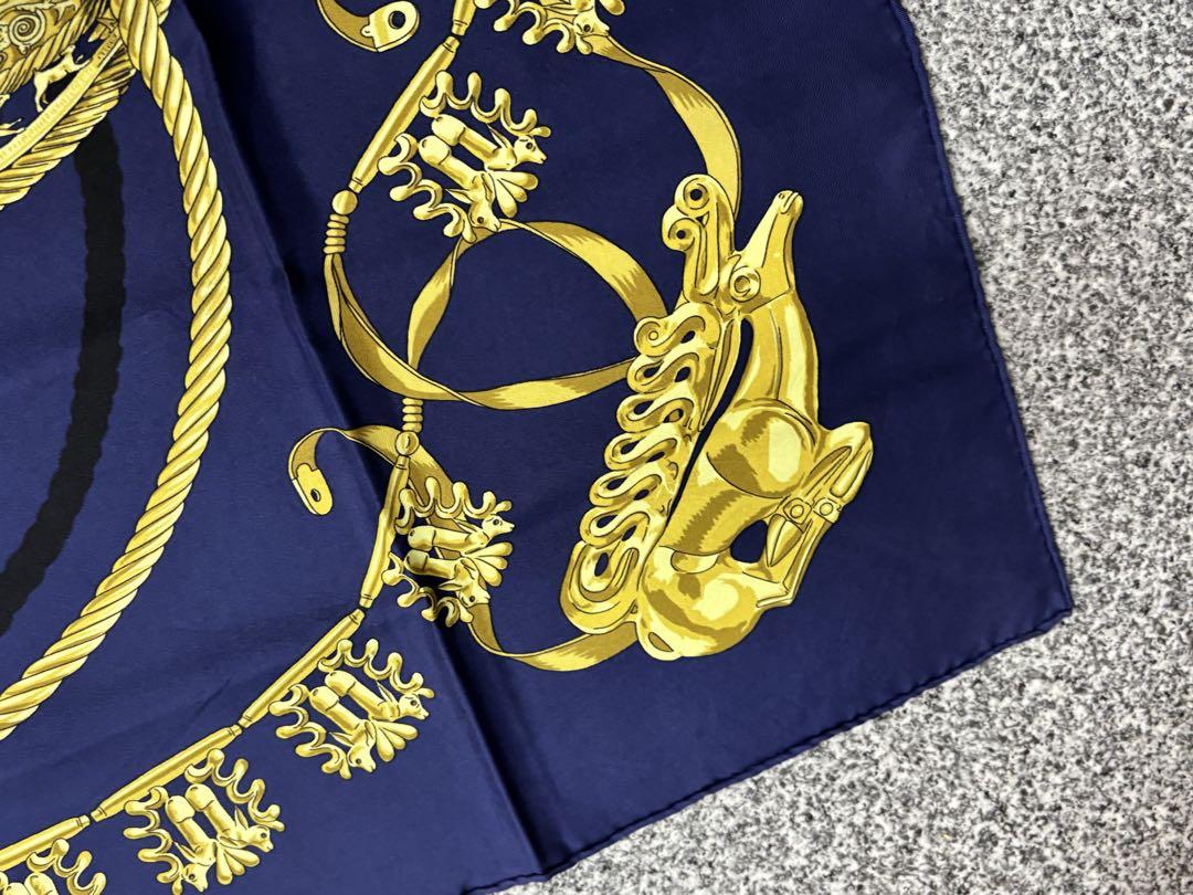 【美品】HERMES エルメス 黄金の騎士 カレ90 タグ付き スカーフ シルク