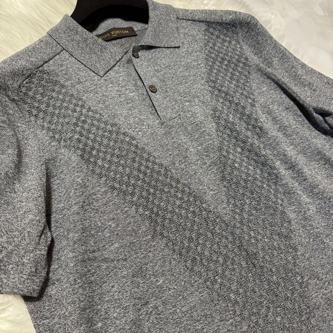 本物 極美品 ルックブック掲載 ルイヴィトン ダミエ柄 ニット ポロシャツ L