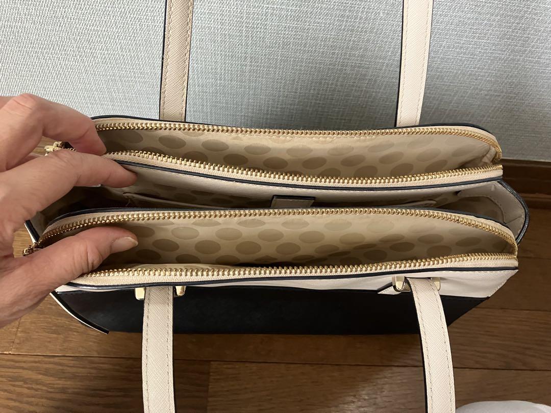美品 kate spade ベージュ ブラック バッグ 約30cm
