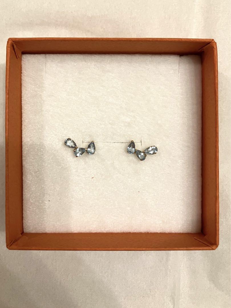 moncote モンコテ　K18アクアマリンツユ3粒ピアス　ピアス　アクアマリン