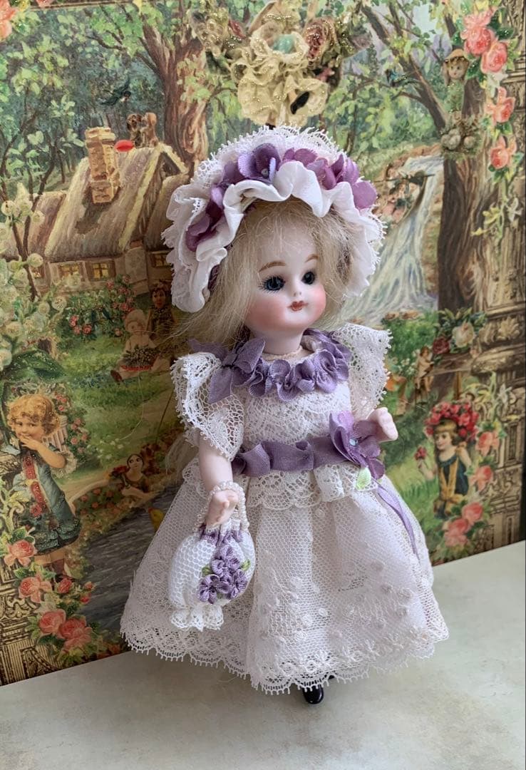 ＊夏ものクリアランス＊ミニョネットさんのドレスセット＊夏のレースワンピ　すみれ色