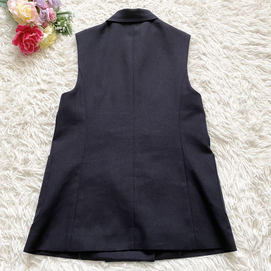 ANAYI ジレ　パールボタン ネイビー ベスト 極美品♡ANAYI 23SS リネン ベスト ジレ フェイクパール ネイビー