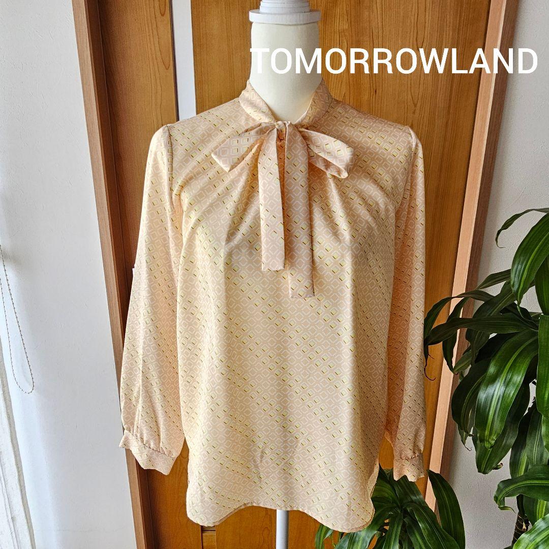 TOMORROWLAND リボン付きブラウス ベージュ イエロー 淡いピンク M