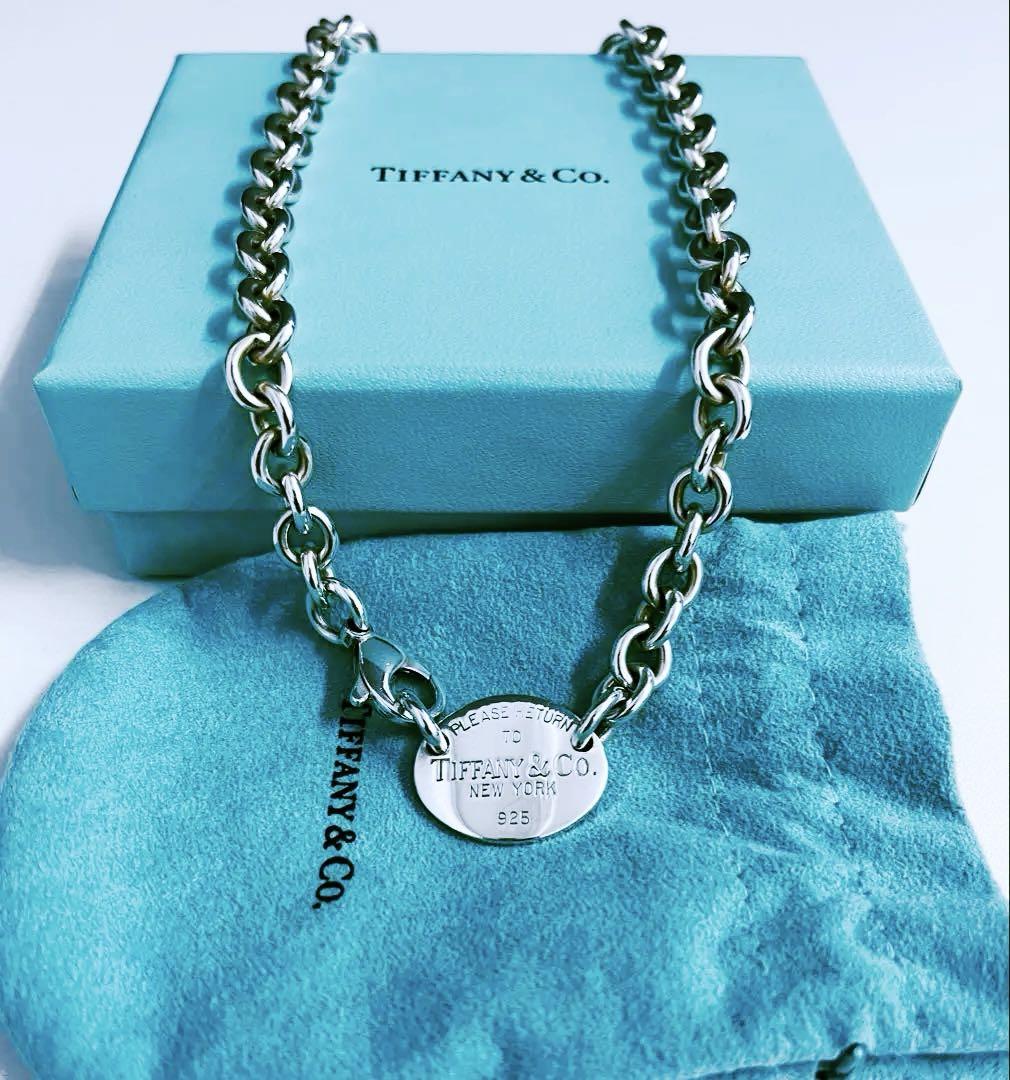 美品　Tiffany & Co. ネックレス　チョーカー　オーバル　タグ