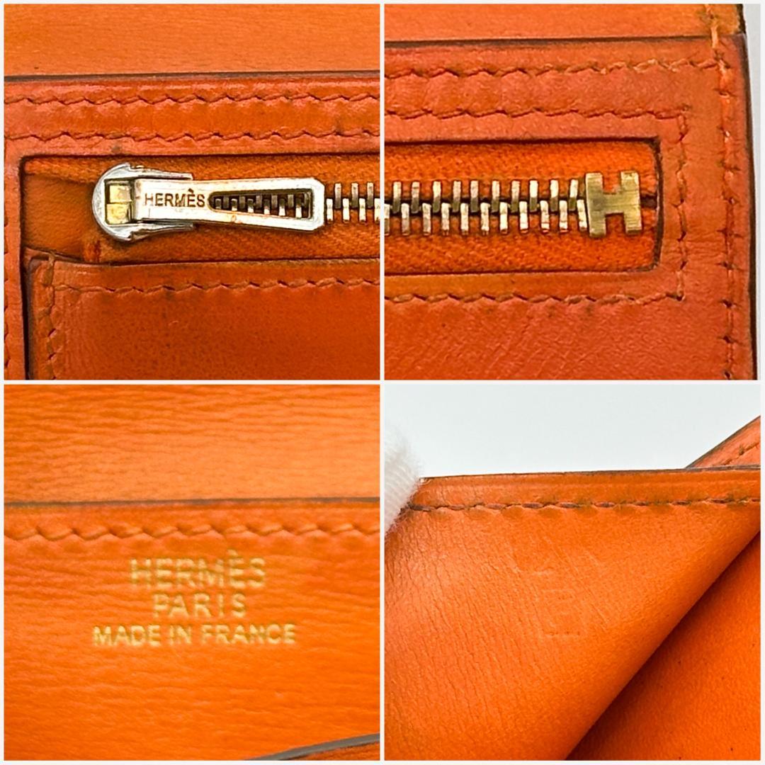 【美品】HERMES エルメス　べアンクラシック　オレンジ　□F刻印　長財布