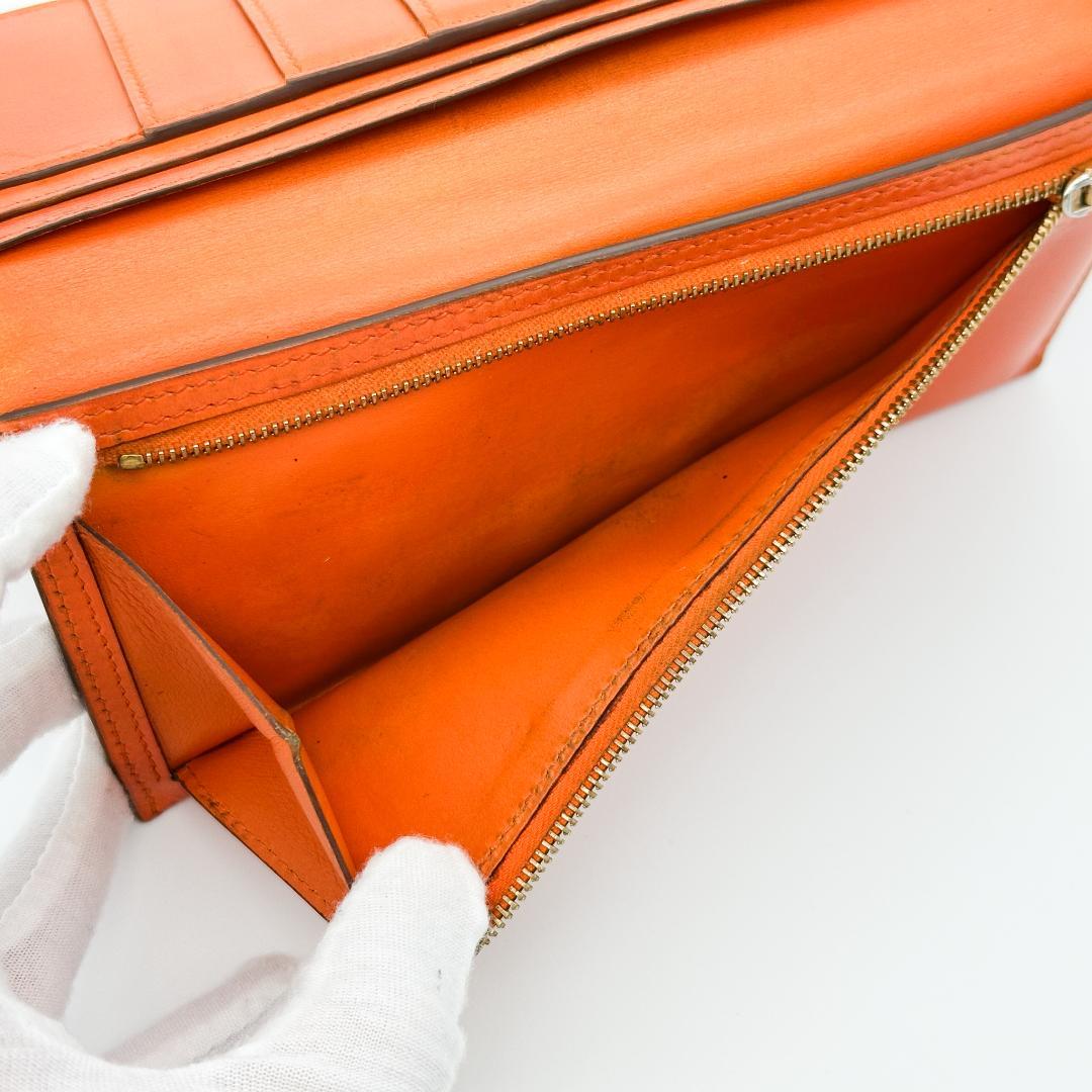 【美品】HERMES エルメス　べアンクラシック　オレンジ　□F刻印　長財布