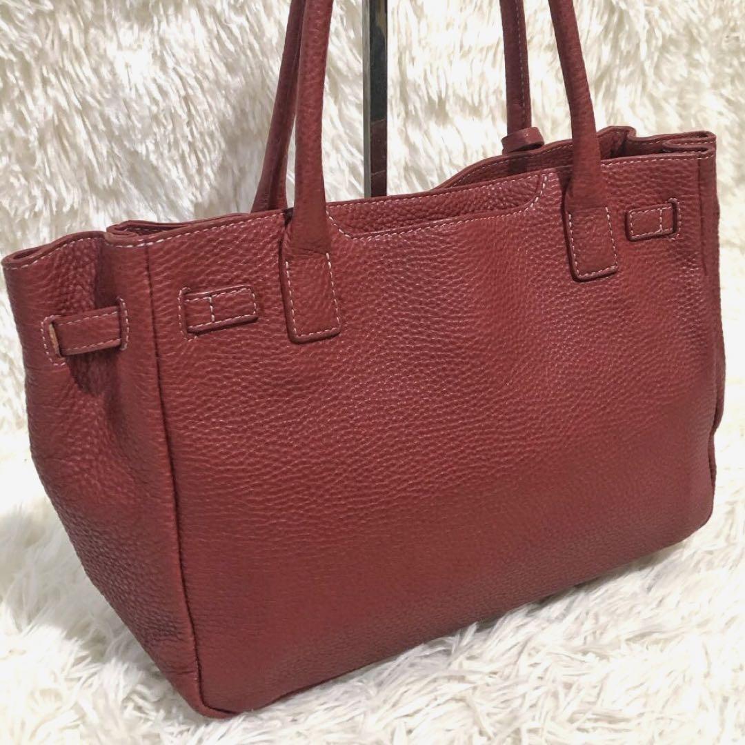 未使用級✨傳濱野　ミーティア　 レザー　ハンドバッグ　レッド
