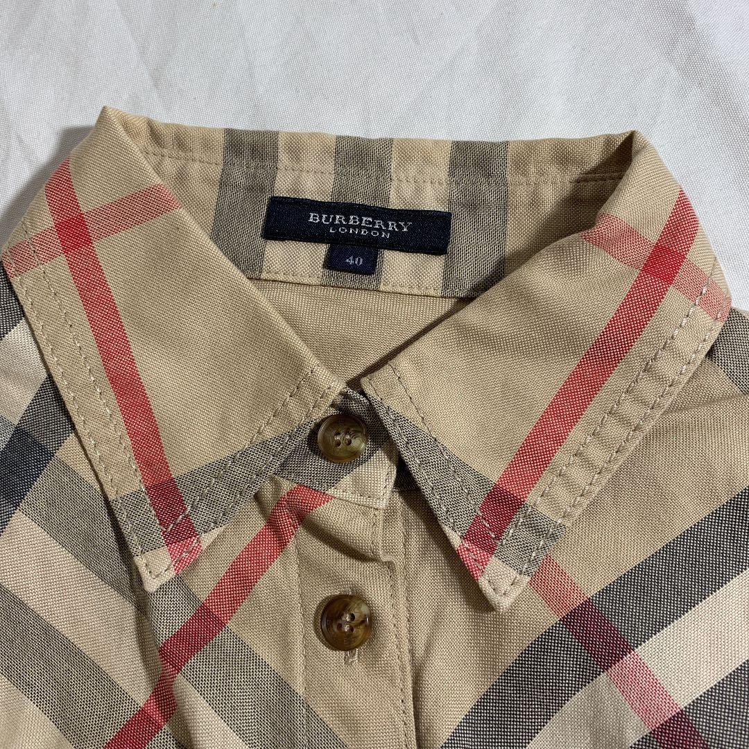 代引可】 バーバリーロンドン ノバチェック 七分袖シャツ ブラウス