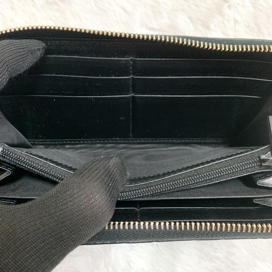 美品✨ グッチ 財布 ラウンドファスナー GGシマ リボン インターロッキング