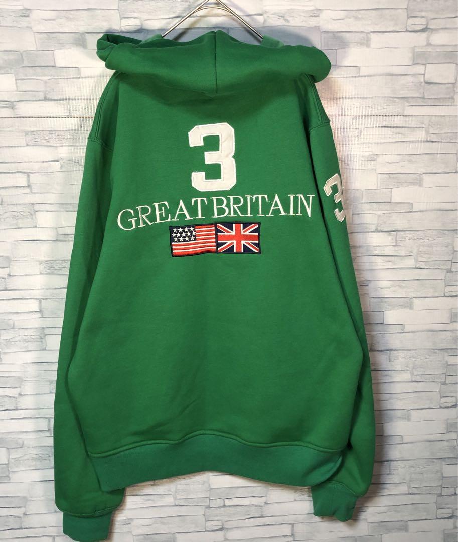 【ヴィンテージ】ラルフローレン　ビックポロ刺繍フルジップパーカーXXL イギリス