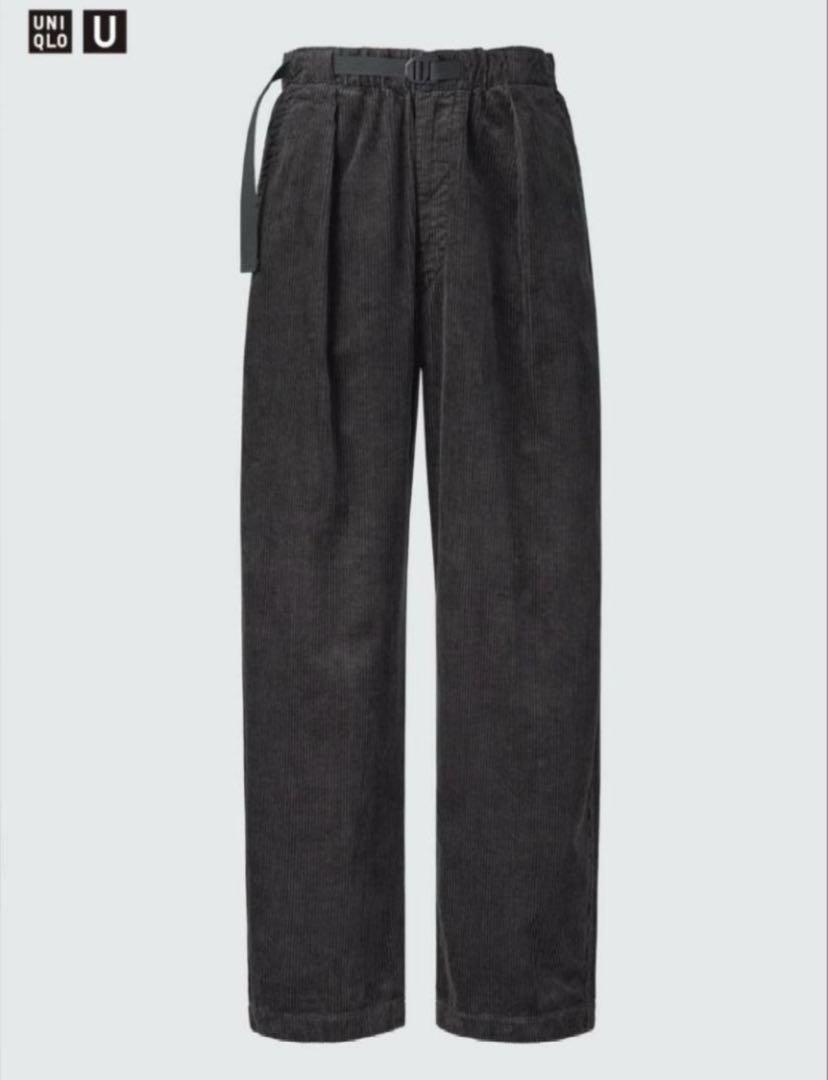【新品】UNIQLO U コーデュロイタックワイドパンツ ダークグレー  M