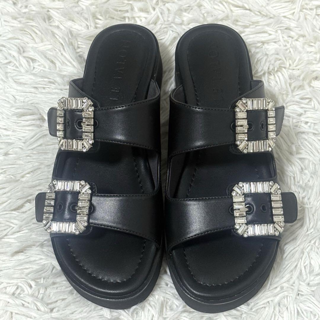 美品】 ルタロン LE TALON ビジューバックルWベルトサンダル