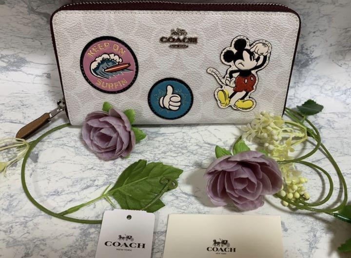 お得セット ディズニー ミッキー 送料無料 長財布 コーチ Coach 正規品 新品未使用 長財布