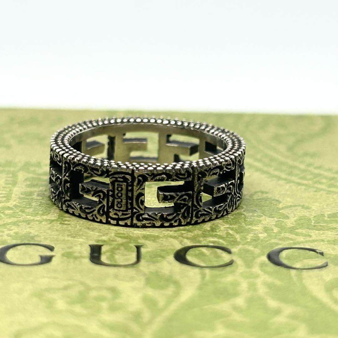 極美品 GUCCI グッチ スクエアG アラベスク シルバー ワイド