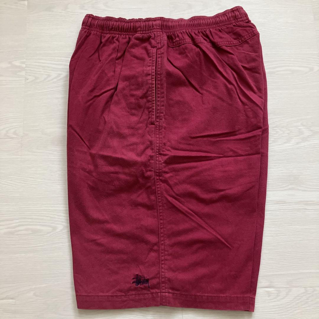レア00s OLD STUSSY ワンポイント刺繍ロゴ バギーショーツ Y2K