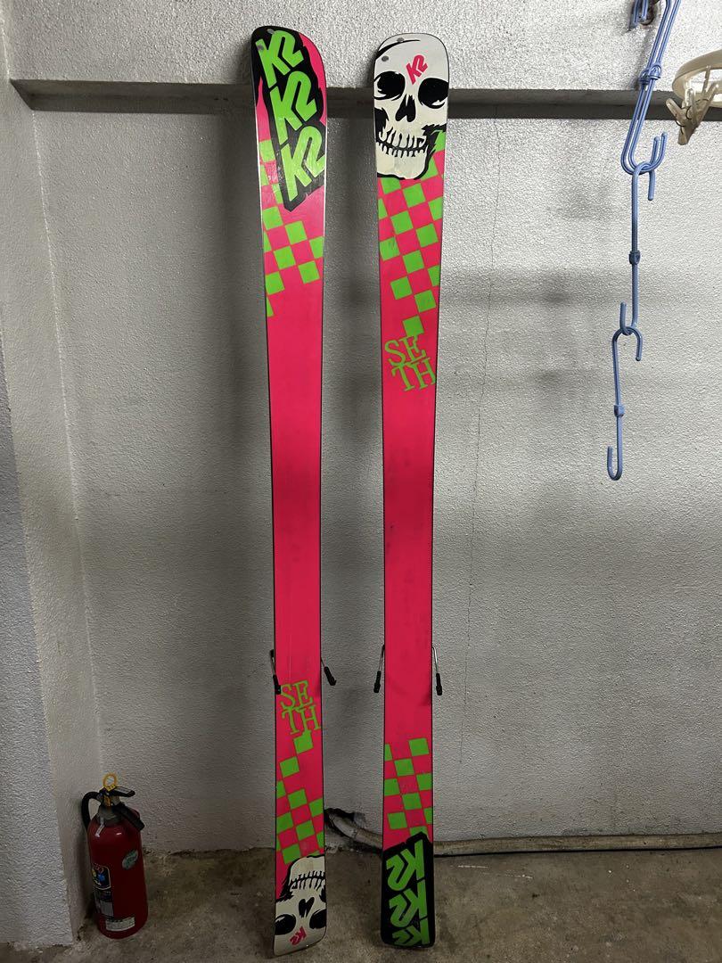 K2 スキー板 スカルデザイン パウダー用（ ビンディング付き）