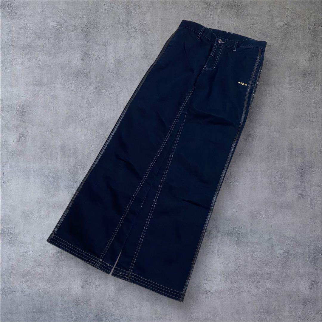 パンツ 00s adidas wide denim leather pants y2k