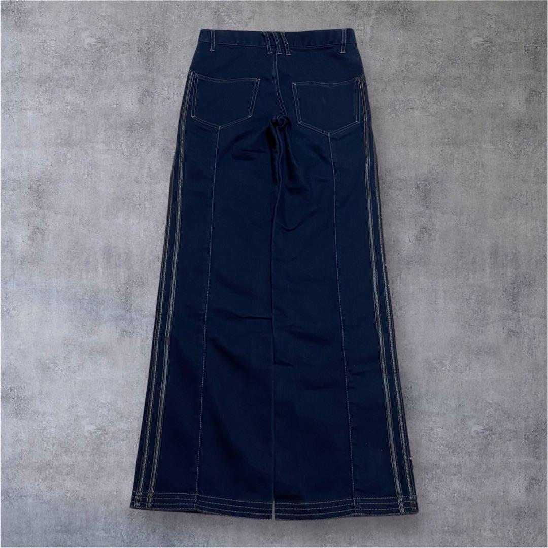 パンツ 00s adidas wide denim leather pants y2k