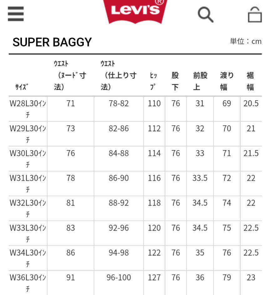 LEVI'S SUPER BAGGY スーパーバギー インディゴ W36×L30