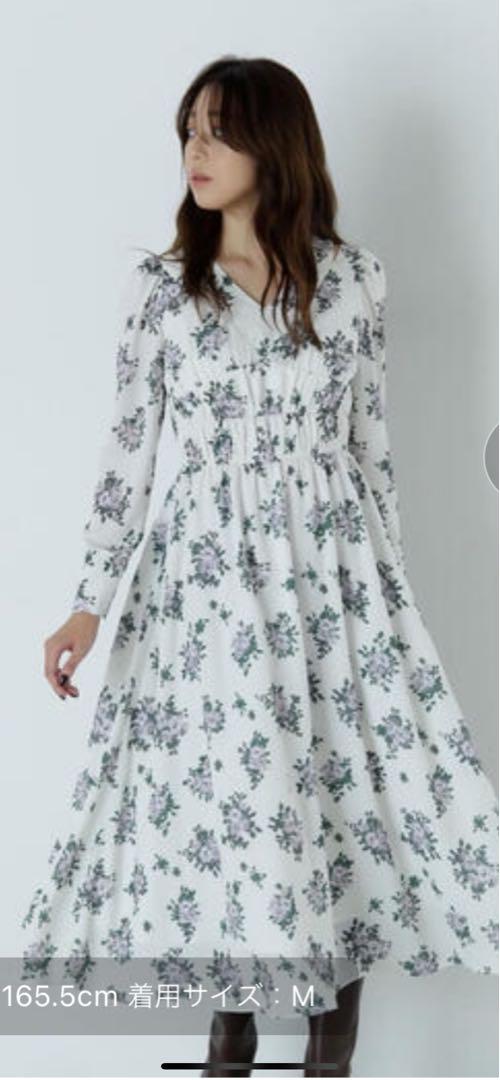 NATURAL BEAUTY BASIC新品スリットショルダープリントワンピース
