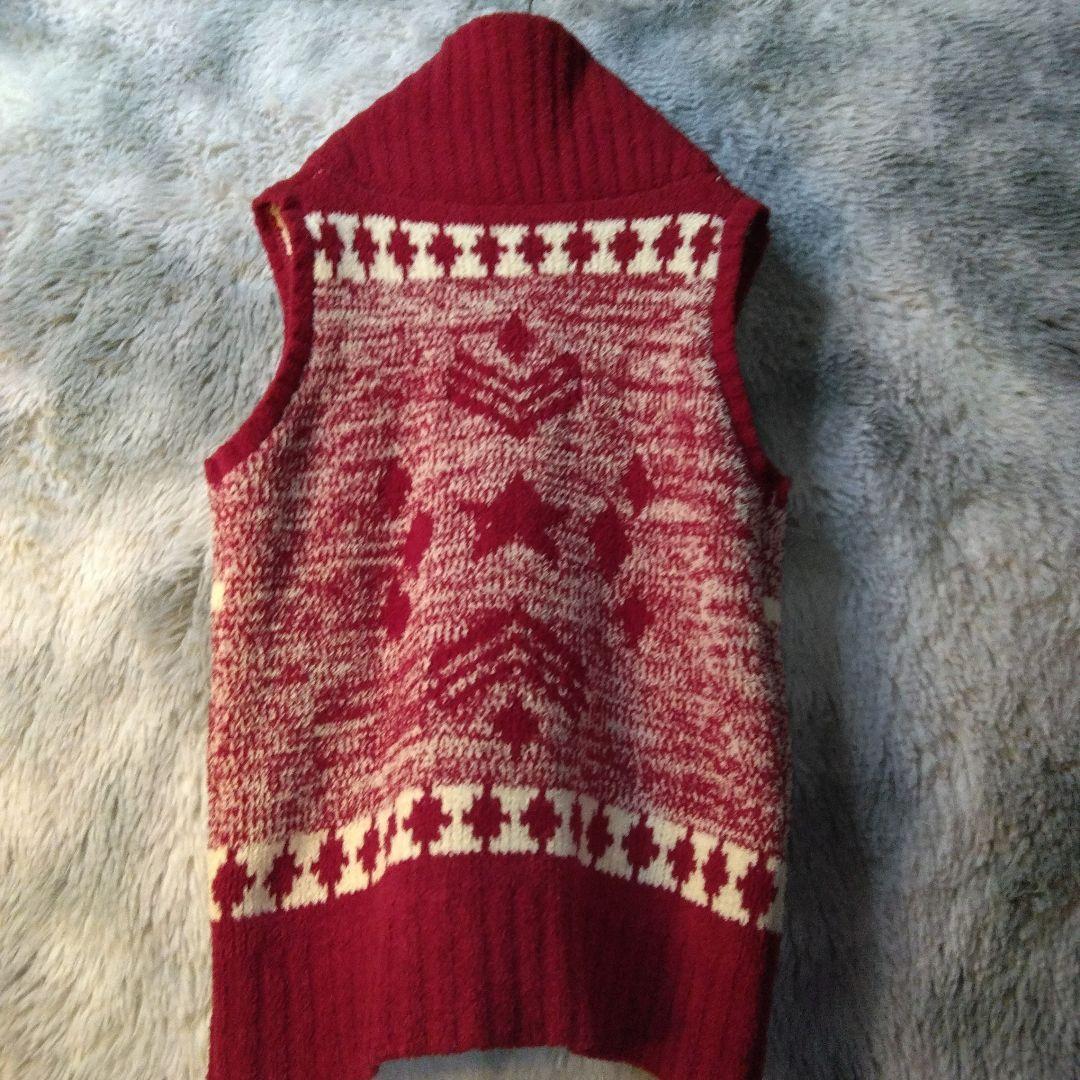 ROXYニット立ち襟ベスト・クリスマス柄模様カラー・大きめタップリⓂサイズ