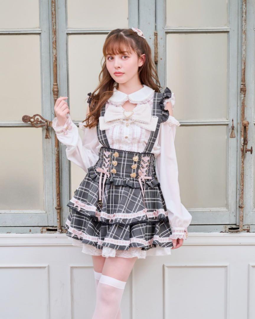 LIZLISA はしごリボンチェックティアードスカパン