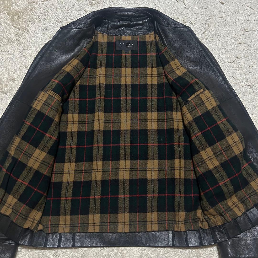 DENNY レザージャケット A-2 チェック裏 ブラック 54 羊革3XL 4L KIN-KAAI_COM