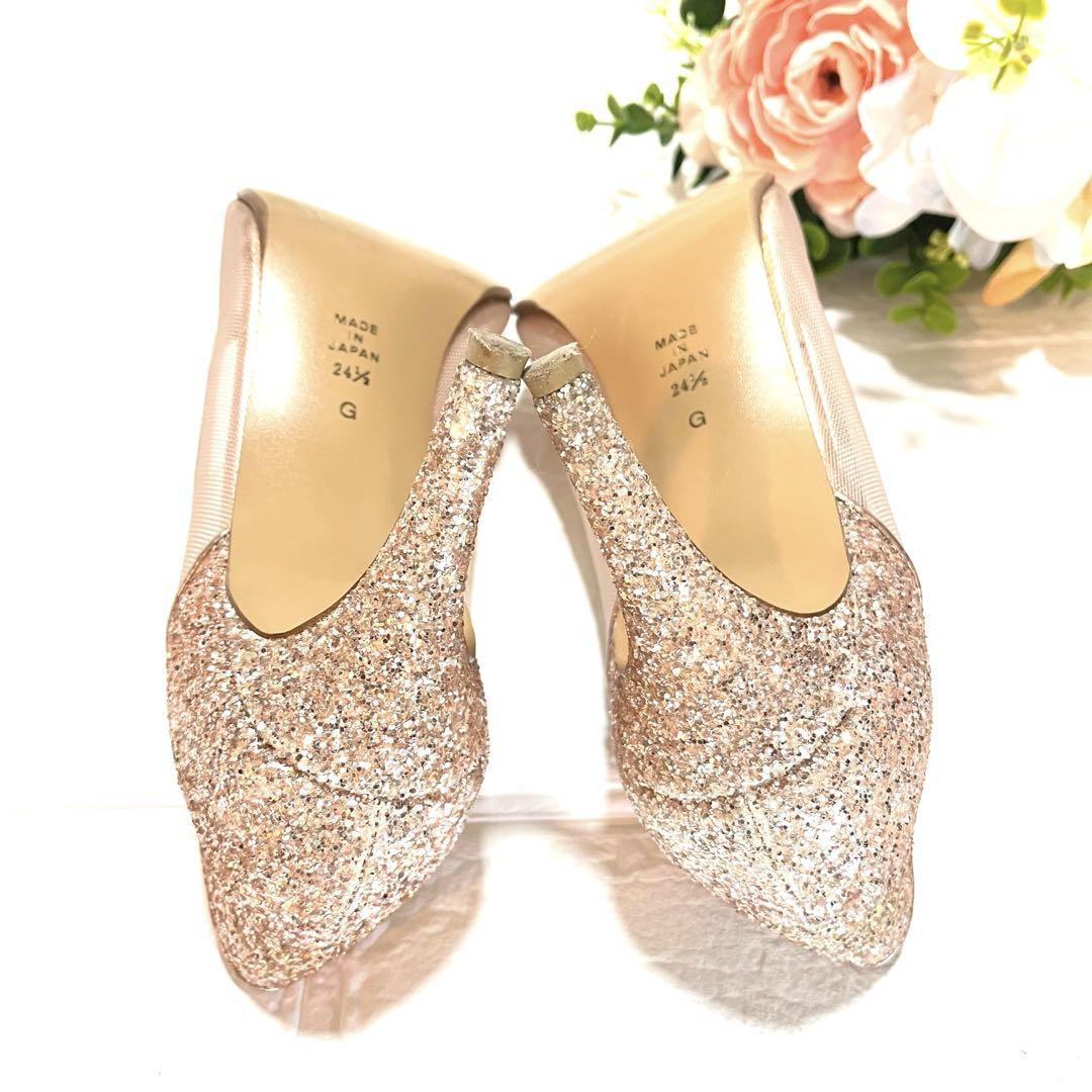 ✨極美品✨DIANA ダイアナパンプス ラメ メッシュピンクゴールド24.5cm