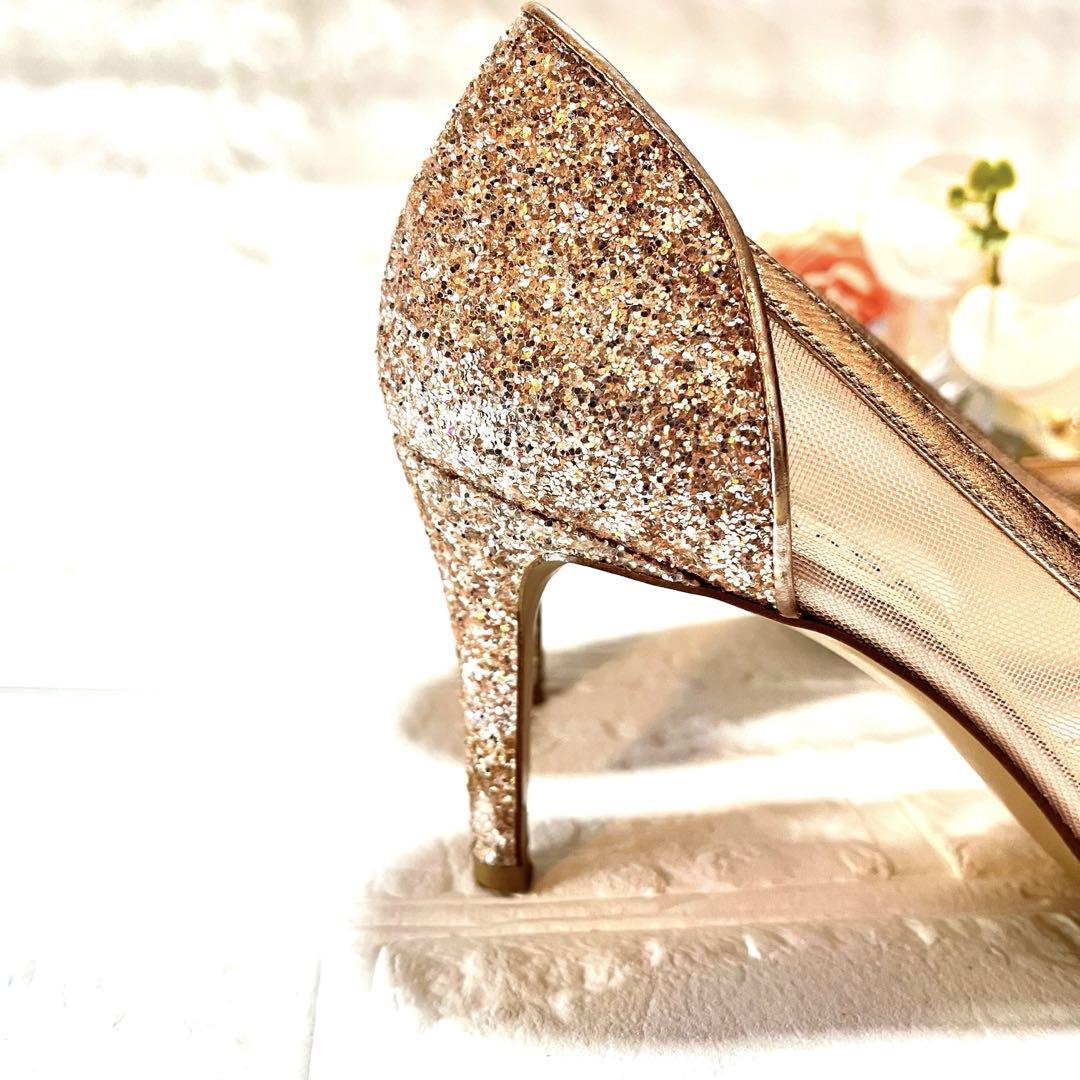 ✨極美品✨DIANA ダイアナパンプス ラメ メッシュピンクゴールド24.5cm