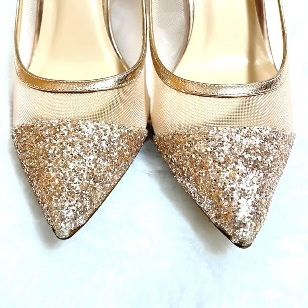 ✨極美品✨DIANA ダイアナパンプス ラメ メッシュピンクゴールド24.5cm