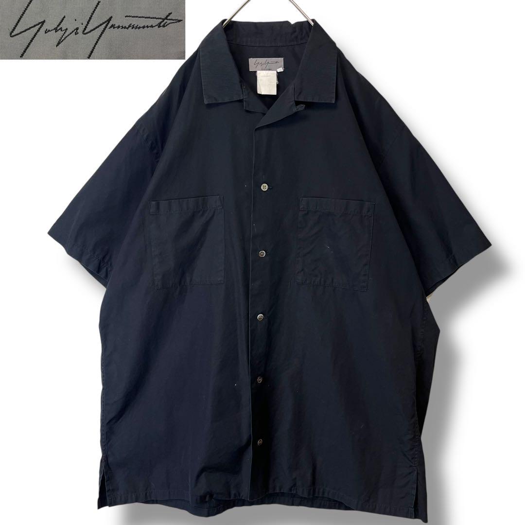 Yohji Yamamoto ヨウジヤマモト オープンカラーシャツ 黒 M