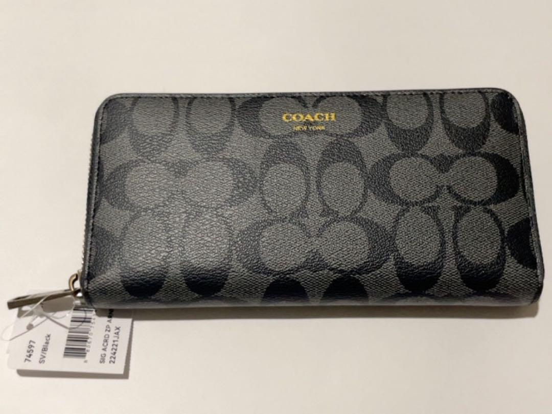 [新品未使用]COACH コーチ 財布 長財布 74597 カラー：ブラック