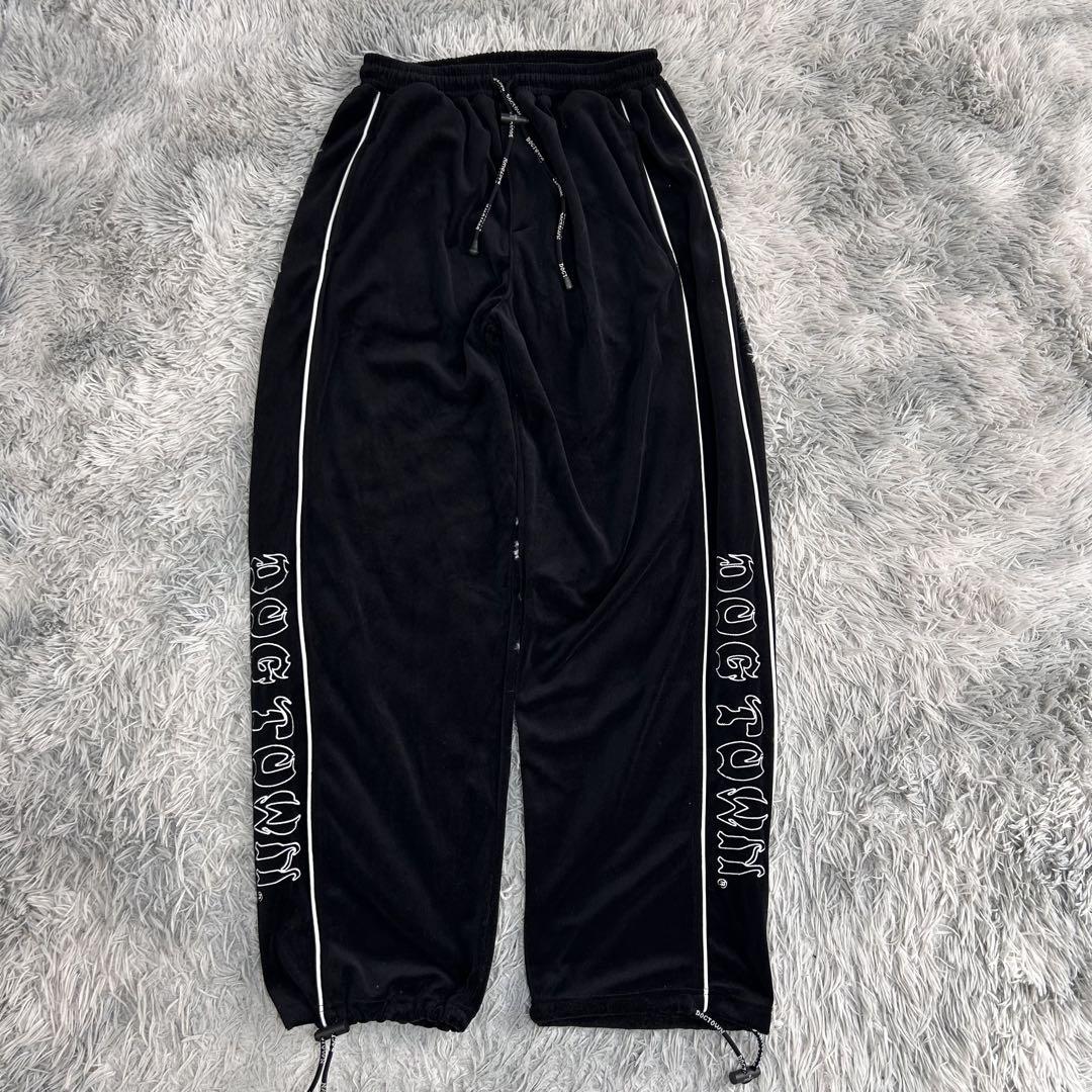 m6665【美品 DOGTOWN】ベロアジャージ XL パラシュートパンツ 黒