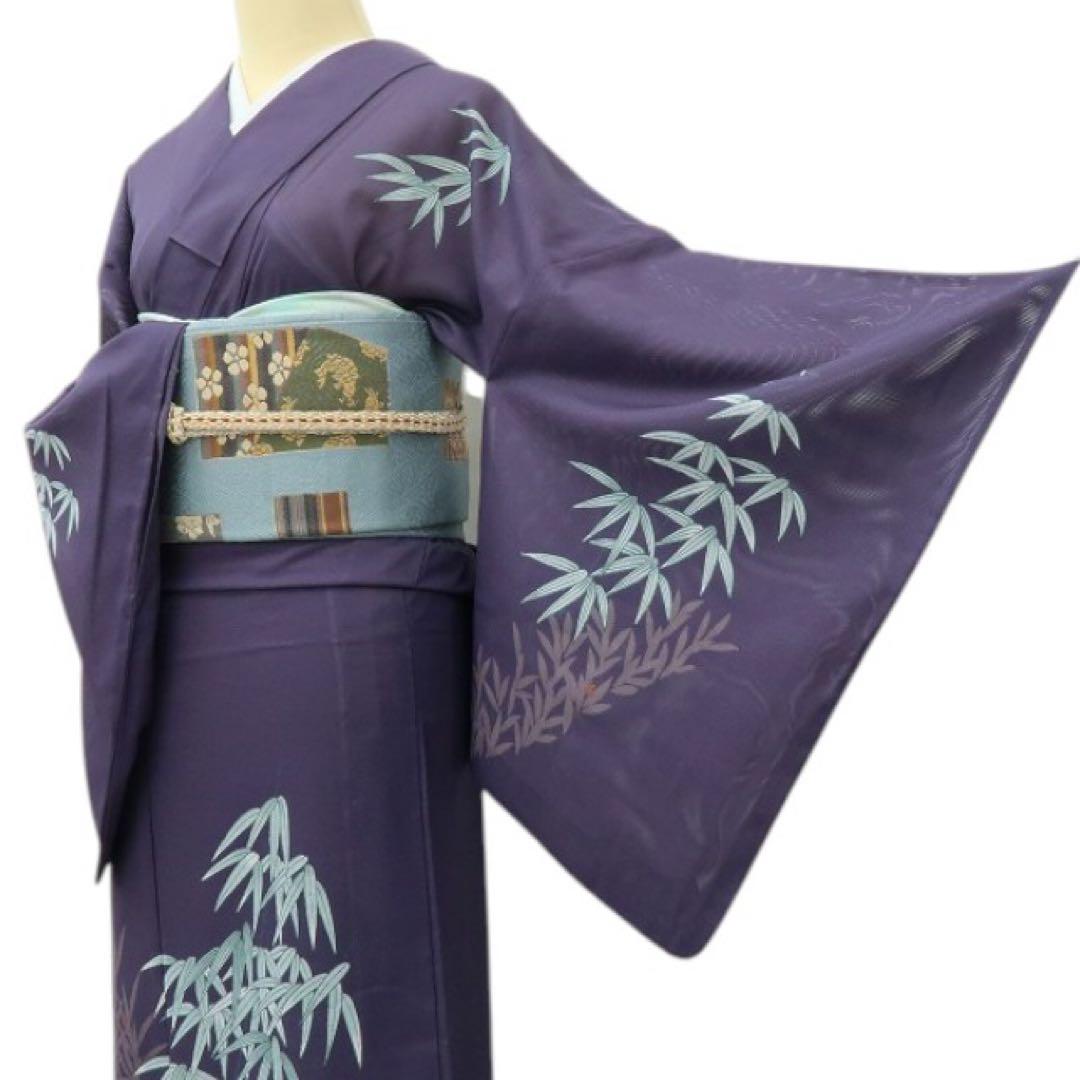 美品 洗える夏着物 誂えポリエステル 笹 絽 訪問着 着物 A2900