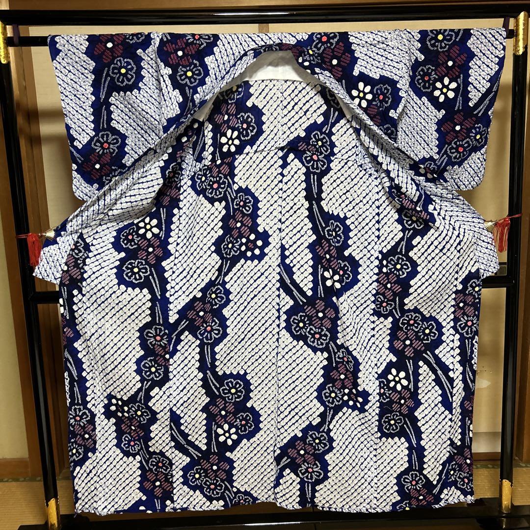 未使用近い　美品　高級浴衣　有松鳴海絞り　蜘蛛絞り　身丈152 裄69