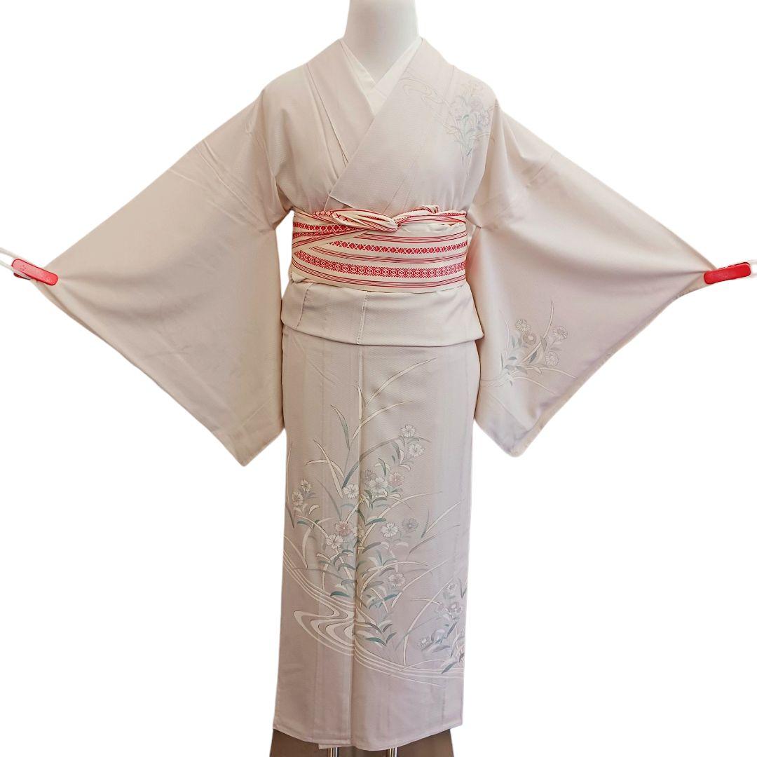 【SALE／10%OFF 正絹紋付縮緬友禅訪問着フルセット4点 新品着物＋特選袋帯＋ 着物・浴衣