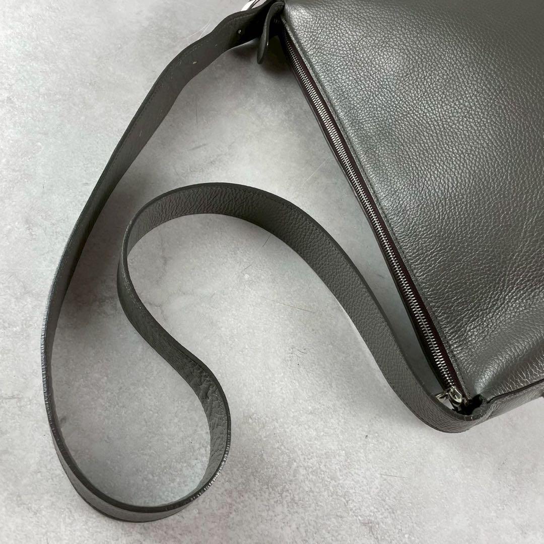 【極美品】シャンボールセリエ ロシュ レザー ショルダーバッグ ダークグレー