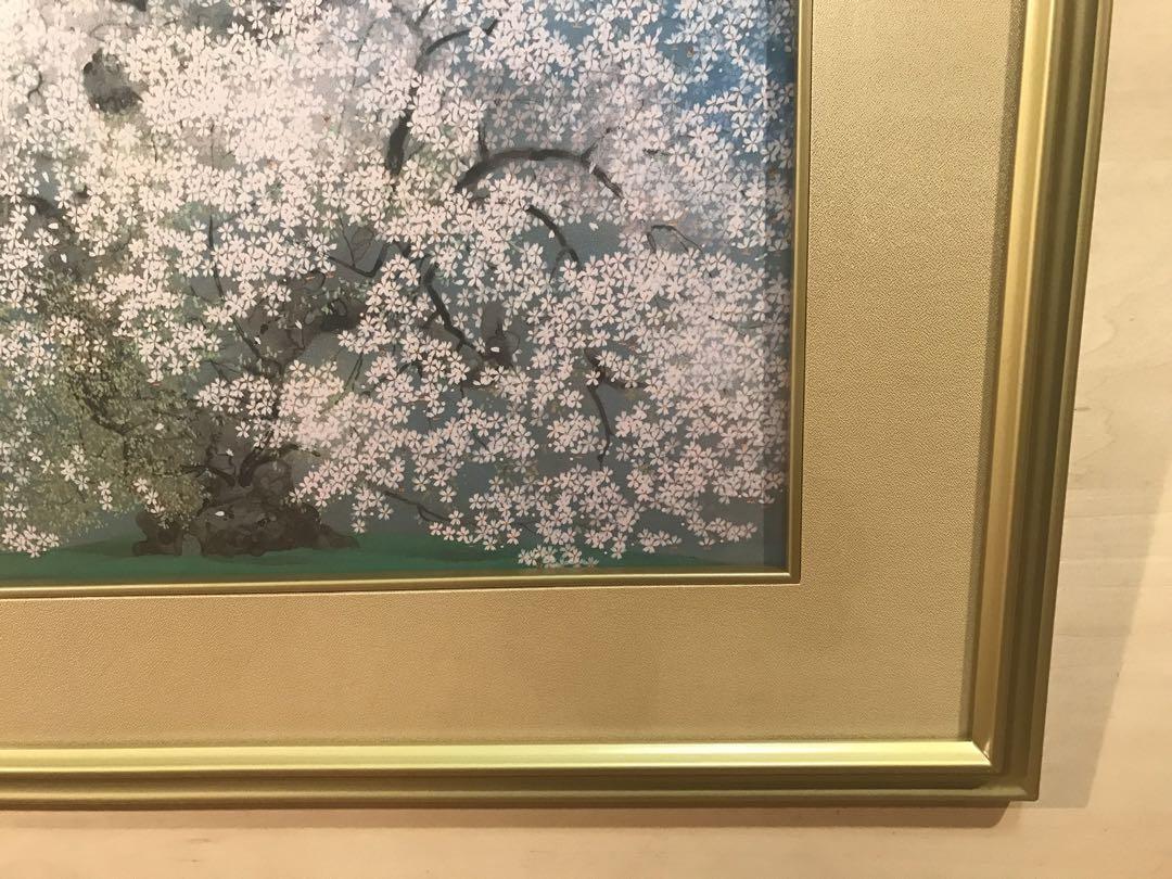中島千波　「千歳櫻」　岩絵具方式複製画　刷り込みサイン・作品証明シール有り