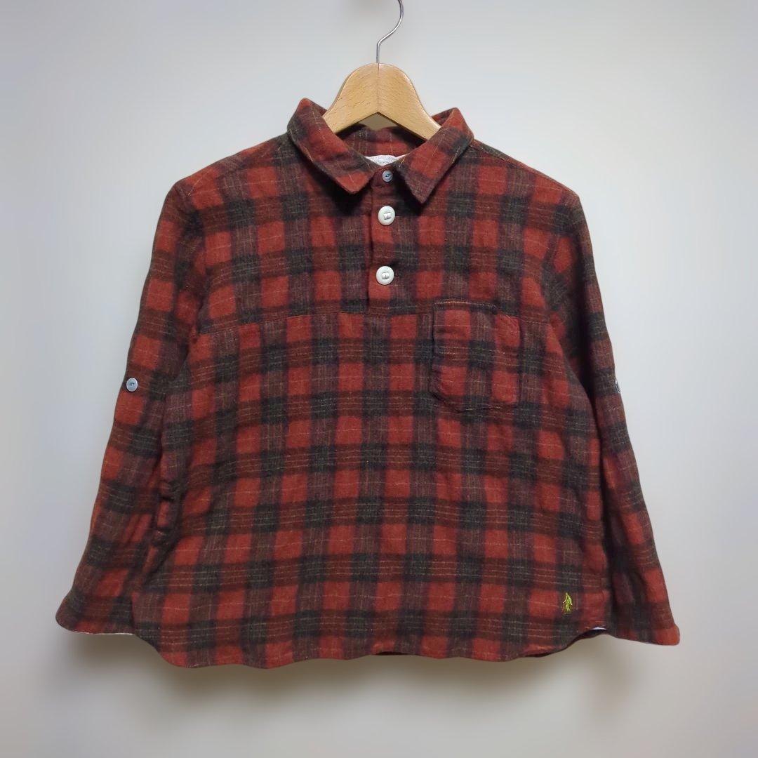 快晴堂 Yama Aruki チェック プルオーバー シャツS 快晴堂