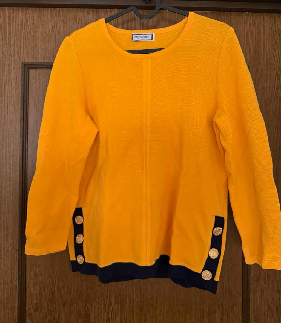 YVES SAINT LAURENT イエローニットセーターM Yves Saint Laurent