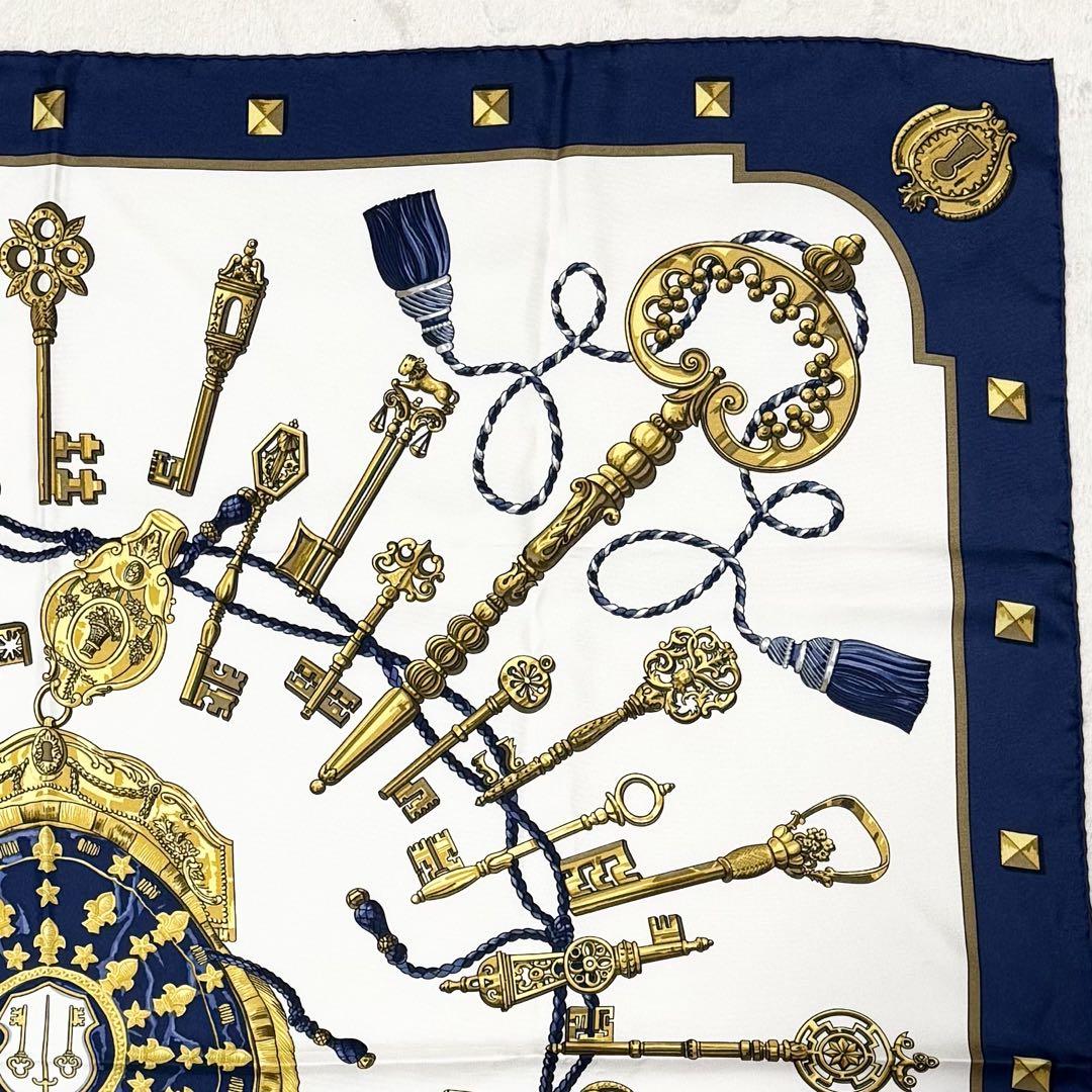 未使用級 HERMES エルメス スカーフ カレ 90 シルク 鍵 key