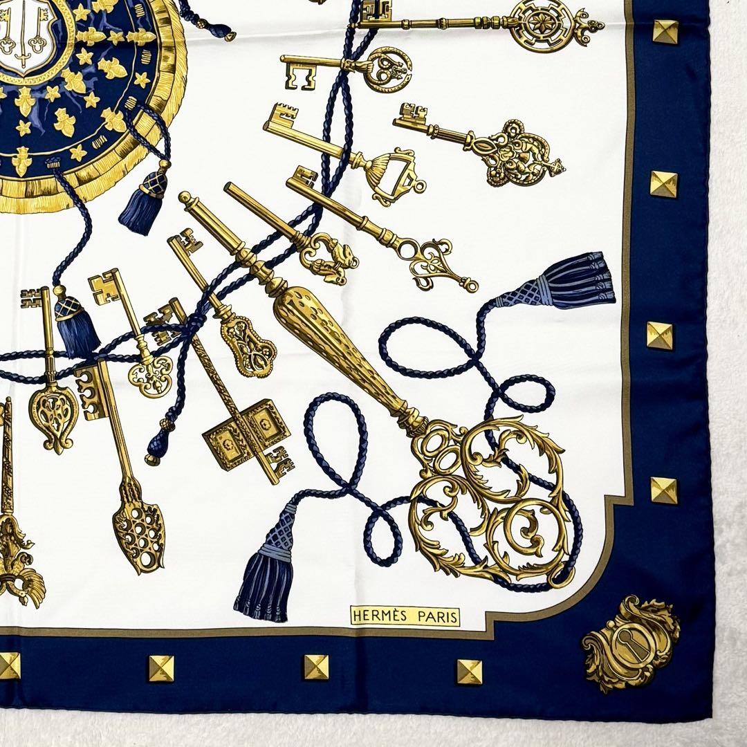未使用級 HERMES エルメス スカーフ カレ 90 シルク 鍵 key